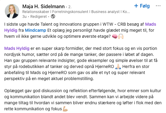 HjerneRO gav et nyt perspektiv på en velkendt udfordring hos WTW 1 Skaermbillede 2025 03 18 kl. 14.18.45